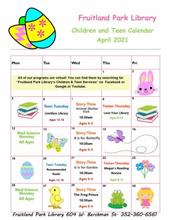 Fruitland Park Library Children and Teen Calendar 